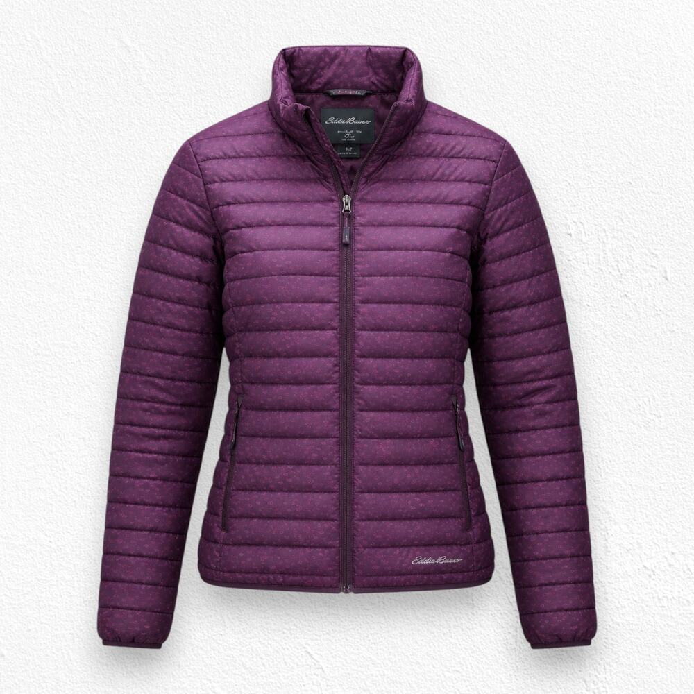 Eddie Bauer Purple Pink Full Zip Down Quilted EB700 Puffer Jacket Size Small